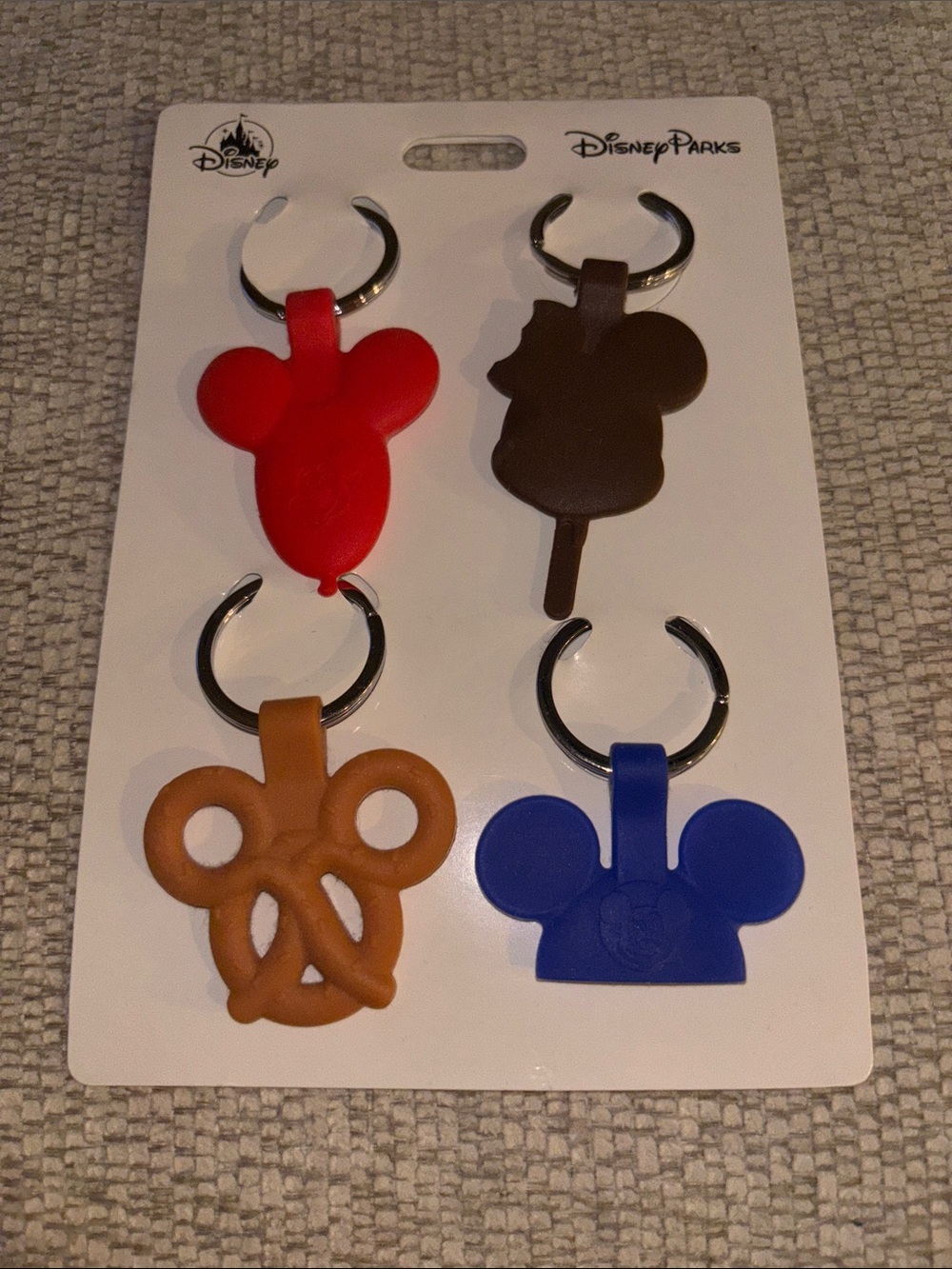 Disney Silicone Kids Keychain Set - Red, Brown, Tan, Blue